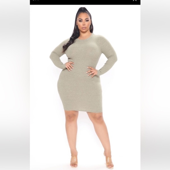 FASHION Nova Olive Stellar Ribbed Mini Dress. Size 2X - Picture 1 of 5